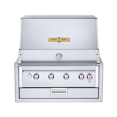 Crown Verity IBI30 30" Built In Commercial Outdoor Charbroiler w/ 4 Burners - Roll Dome, Liquid Propane, Stainless Steel, Gas Type: LP