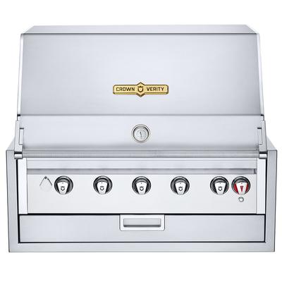 Crown Verity IBI36 LP 36" Built In Commercial Outdoor Charbroiler w/ 5 Burners - Roll Dome, Liquid Propane, Stainless Steel, Gas Type: LP