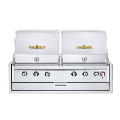 Crown Verity IBI482RD LP 48" Built In Commercial Outdoor Charbroiler w/ 6 Burners - 6 Roll Domes, Liquid Propane, Stainless Steel, Gas Type: LP