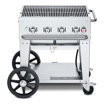 Crown Verity CV-MCB-30LP 28" Mobile Gas Commercial Outdoor Charbroiler w/ Water Pan, Liquid Propane, Stainless Steel, Gas Type: LP