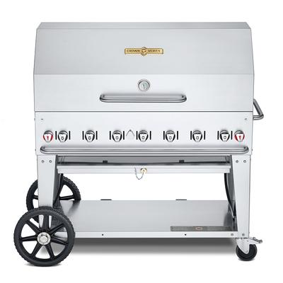 Crown Verity CV-MCB-48RDP-LP 46" Mobile Gas Commercial Outdoor Charbroiler w/ Water Pan, Liquid Propane, Stainless Steel, Gas Type: LP