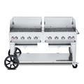 Crown Verity CV-MCB-60WGP-NG 58" Mobile Gas Commercial Outdoor Charbroiler w/ Water Pan, Natural Gas, Stainless Steel, Gas Type: NG