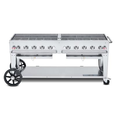 Crown Verity CV-MCB-72LP 70" Mobile Gas Commercial Outdoor Charbroiler w/ Water Pan, Liquid Propane, Stainless Steel, Gas Type: LP