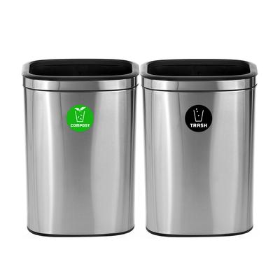 Alpine Industries ALP470-40L-CO-T 21 Gallon Commercial Trash Cans - Stainless Steel, Rectangular, Silver