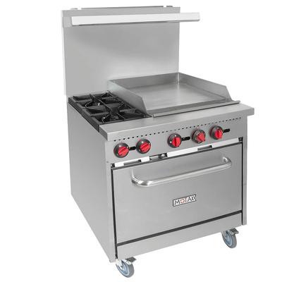 MoTak MR6-G24-C-S 36" 2 Burner Commercial Gas Range w/ Griddle & Standard Oven, Convertible, Stainless Steel, Gas Type: NG