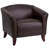 Flash Furniture 111-1-BN-GG Hercules Imperial Reception Arm Chair - Brown LeatherSoft Upholstery, Cherry Wood Feet