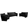 Flash Furniture 222-SET-BK-GG 3 Piece Reception Set - Black LeatherSoft Upholstery, Brushed Aluminum Feet