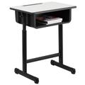 Flash Furniture YU-YCY-046-GG Student Desk w/ Book Box & Pencil Groove - Gray Laminate Top, Black Steel Frame