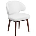 Flash Furniture BT-2-WH-GG Guest Chair - White LeatherSoft Upholstery, Walnut Legs