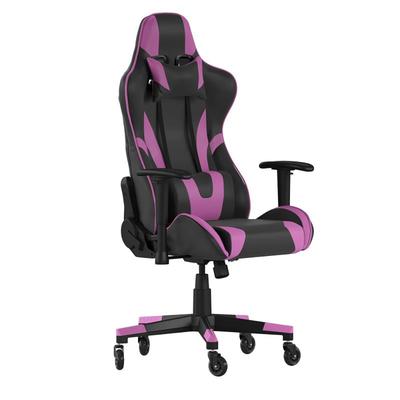 Flash Furniture CH-187230-1-PR-RLB-GG X20 Swivel Gaming Chair - LeatherSoft Back & Seat, Black/Purple