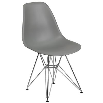 Flash Furniture FH-130-CPP1-GY-GG Accent Side Chair - Gray Plastic Seat, Chrome Base
