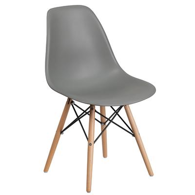 Flash Furniture FH-130-DPP-GY-GG Elon Accent Side Chair - Gray Plastic Seat, Wood Base