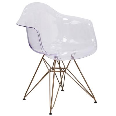 Flash Furniture FH-132-CPC1-GG Arm Chair - Clear Polycarbonate w/ Gold Frame