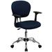 Flash Furniture H-2376-F-NAVY-ARMS-GG Swivel Office Arm Chair w/ Mid Back - Navy Blue Mesh Back & Seat