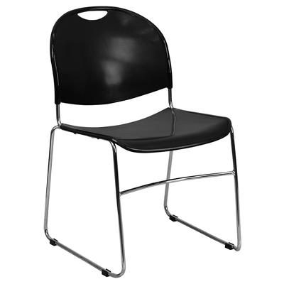 Flash Furniture RUT-188-BK-CHR-GG Hercules Stacking Chair w/ Black Polypropylene Seat & Chrome Frame