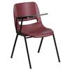 Flash Furniture RUT-EO1-BY-RTAB-GG Ergonomic Shell Chair w/ Right Hand Tablet Arm - Burgundy Plastic Seat, Black Metal Frame