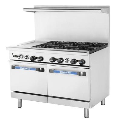 Turbo Air TARG-12G6B 48" 6 Burner Commercial Gas Range w/ Griddle & (2) Standard Oven, Natural Gas, Stainless Steel, Gas Type: NG