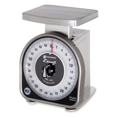 San Jamar SCMDL50 Escali 50 lb Mechanical Dial Scale - 4 5/8" x 6", Stainless Steel