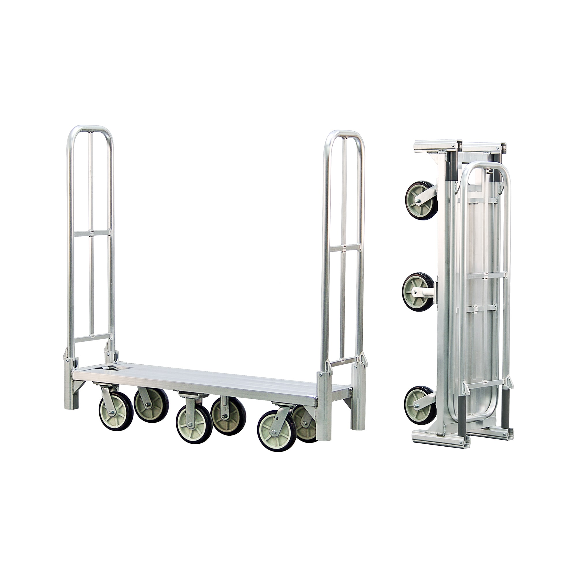 New Age BDT18568 1 Level Aluminum Utility Cart w/ 1200 lb Capacity, Flat Ledges, Silver