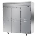 Beverage Air HRP3HC-1HS 78" 3 Section Reach In Refrigerator, (6) Left/Right Hinge Solid Doors, 115v, Silver