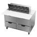 Beverage Air SPED48HC-10C-4 48" Refrigerated Sandwich Prep Table w/ (4) Drawers & 17" Cutting Board, 115v, Stainless Steel