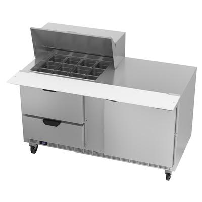Beverage Air SPED60HC-12M-2 60" Sandwich/Salad Prep Table w/ Refrigerated Base, 115v, Stainless Steel