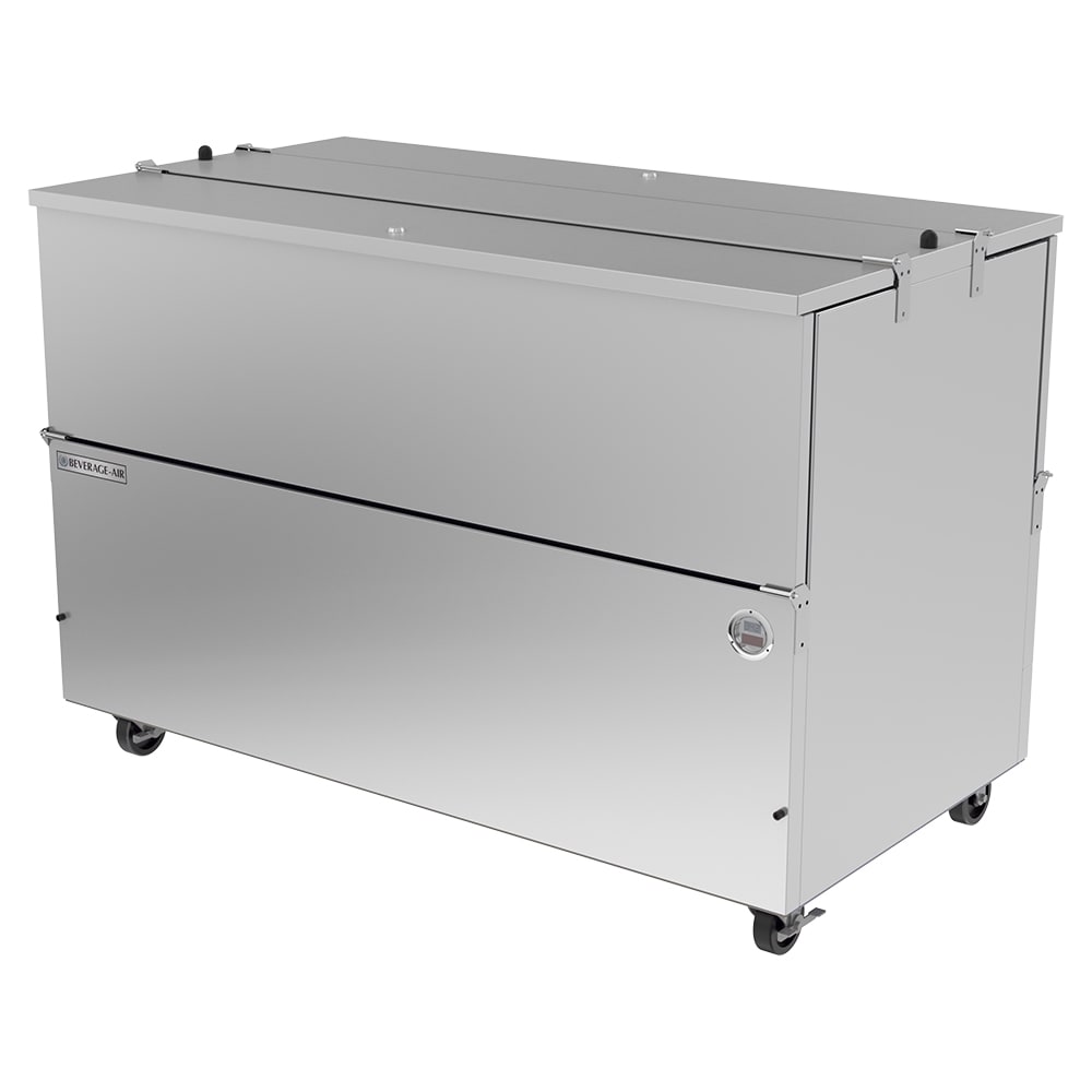 Beverage-Air ST58HC-S Milk Cooler w/ Dual Top & Side Access - 1024 Half Pint Carton Capacity, 115v, Dual Access, Central Floor Drain, Silver