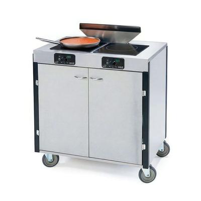 Lakeside 2075 BGESUE 40 1/2" High Mobile Cooking Cart w/ 2 Induction Stove, Beige Suede
