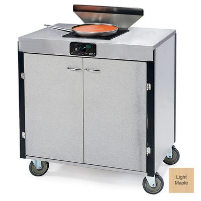 Lakeside 2075 LTMAP 40 1/2" High Mobile Cooking Cart w/ 2 Induction Stove, Light Maple, Beige