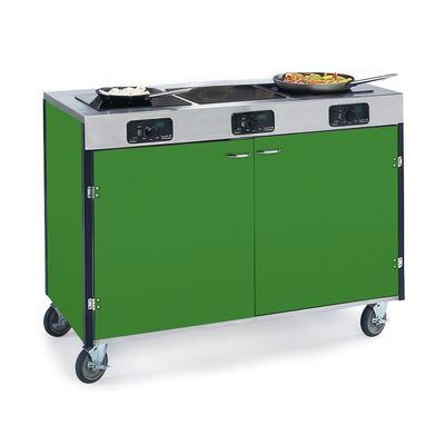 Lakeside 2080 GRN 35 1/2" High Mobile Cooking Cart w/ 3 Induction Stove, Green