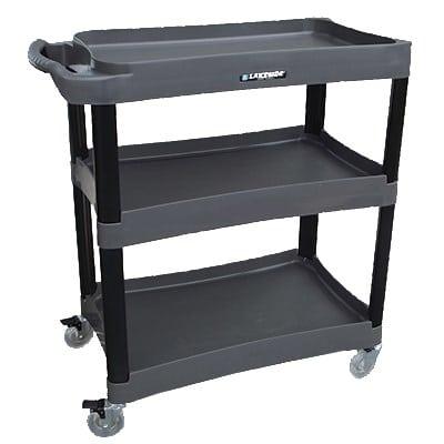 Lakeside 2507 35 3/4" Polymer Bus Cart w/ (3) Levels, Shelves, Black