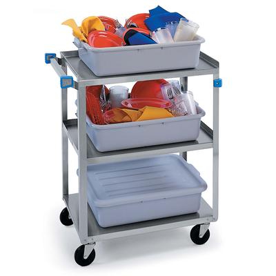 Lakeside 311A 3 Level Stainless Utility Cart w/ 300 lb Capacity, Raised Ledges, 3 Tiers, 300-lb. Capacity, Silver