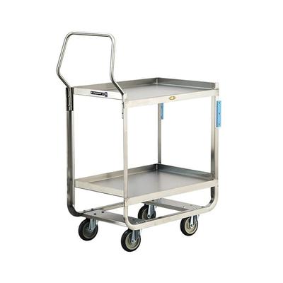 Lakeside 4938 2 Level Stainless Utility Cart w/ 1000 lb Capacity, Raised Ledges, Silver