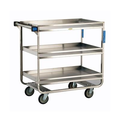Lakeside 730 3 Level Stainless Utility Cart w/ 700 lb Capacity, Raised Ledges, Silver