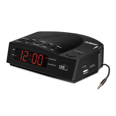 Conair Hospitality WCR14 Alarm Clock Radio w/ USB Charging Port & AUX Jack - 5 1/2