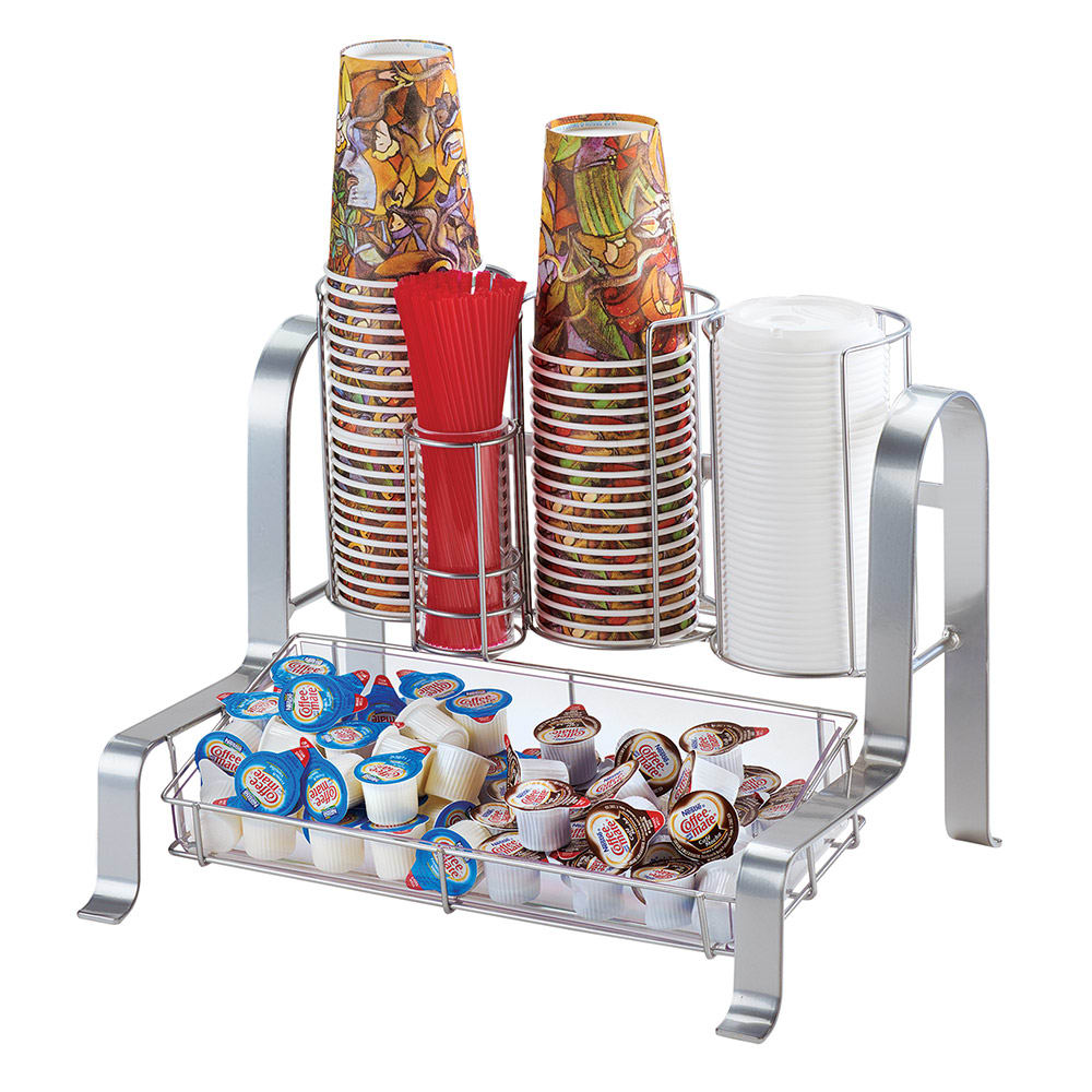 Cal-Mil 1594-74 Cup & Lid Organizer, 5 Compartment, All Cup Types, Silver