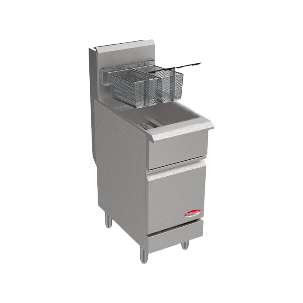 Bakemax BAKEL50 Commercial Gas Fryer - 50 lb Vat, Floor Model, Liquid Propane, Stainless Steel, Gas Type: LP