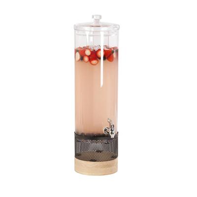 Cal-Mil 22911-3-115 3 gal Beverage Dispenser w/ Ice Chamber - Polycarbonate Container, White Oak/Black Metal Base, Beige