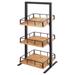 Cal-Mil 3494-3-99 Madera 3 Tier Display Stand w/ Adjustable Wood Shelves - 12"W x 12"D x 31"H, Metal, Black