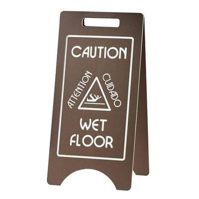 Cal-Mil 3506 Folding Wet Floor Sign - 11 3/4"L x 17"W x 23"H, Plastic, Brown, Double Sided