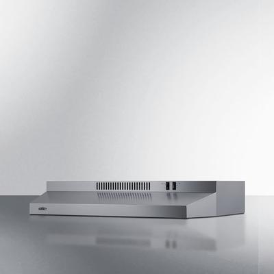 Summit H30RSS 30"W Under Cabinet Ductless Range Hood with Two-speed Fan - Stainless Steel, 115v, Silver
