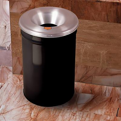 Justrite 26612K 12 gallon Cease-Fire Safety Waste Receptacle w/ Aluminum Head - Steel, Black