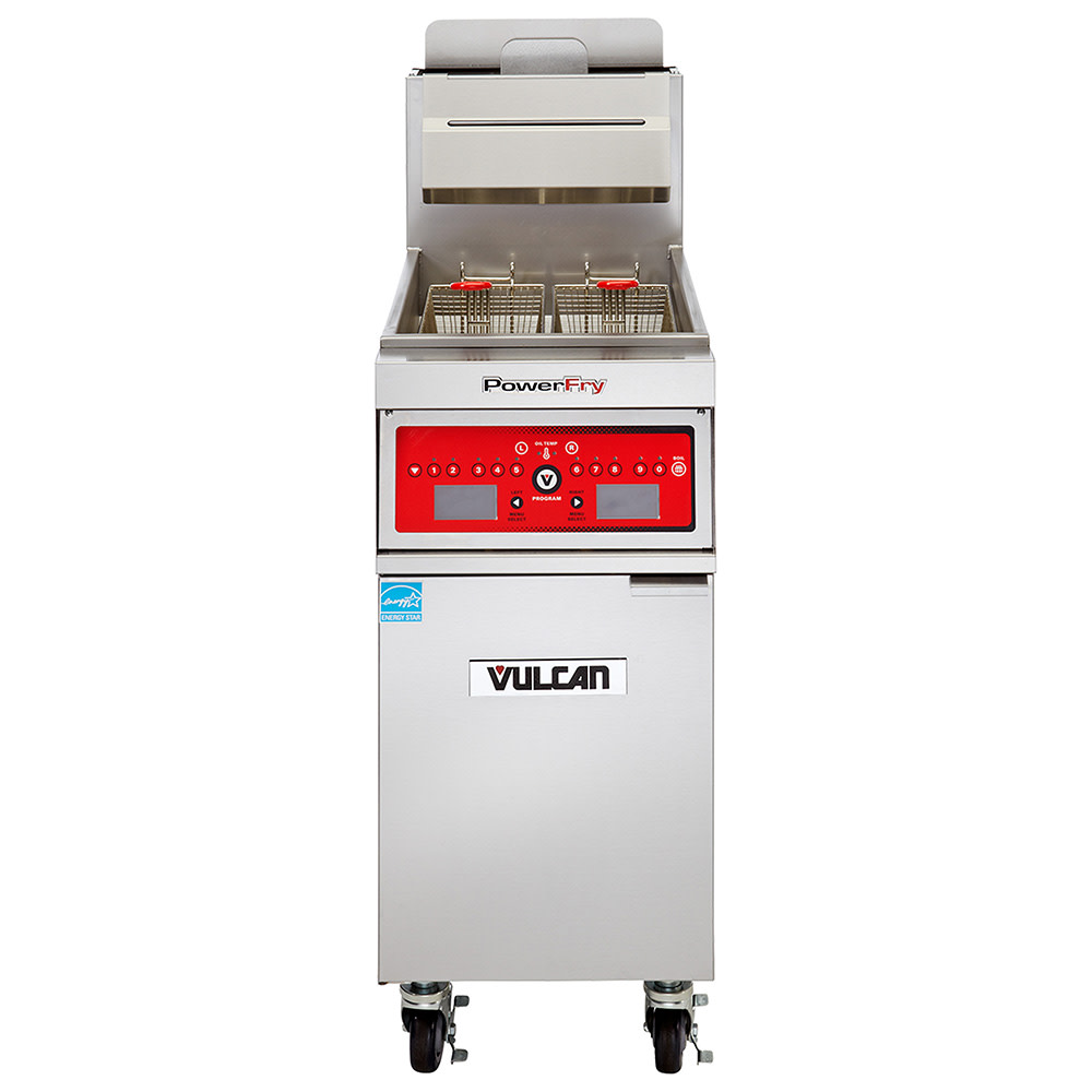 Vulcan 1TR85A NG Commercial Gas Fryer - 90 lb Vat, Floor Model, Natural Gas, 85-90 lb. Capacity, Stainless Steel, Gas Type: NG