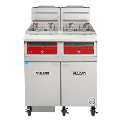 Vulcan 2VHG50CF QuickFry Commercial Gas Fryer - (2) 50 lb Vats, Floor Model, Liquid Propane, Stainless Steel, Gas Type: LP
