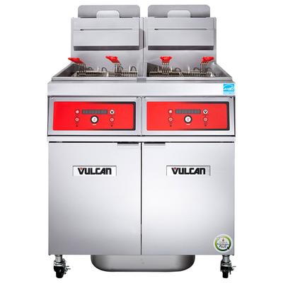 Vulcan 2VK85CF LP Commercial Gas Fryer - (2) 90 lb Vats, Floor Model, Liquid Propane, Computer Controls, KleenScreen Filtration, Stainless Steel, Gas Type: LP