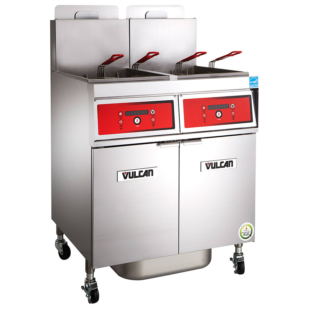 Vulcan 4VK45DF LP Commercial Gas Fryer - (4) 50 lb Vats, Floor Model, Liquid Propane, Digital Controls, KleenScreen Filtration, Stainless Steel, Gas Type: LP