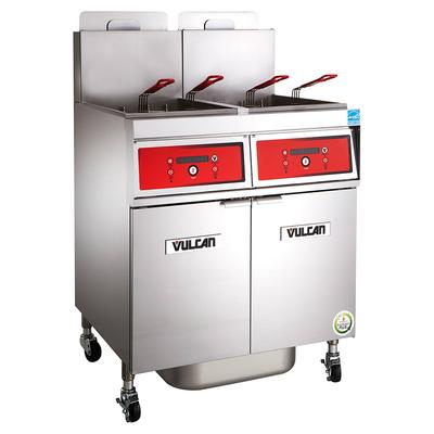 Vulcan 4VK85CF LP Commercial Gas Fryer - (4) 90 lb Vats, Floor Model, Liquid Propane, Computer Controls, KleenScreen Filtration, Stainless Steel, Gas Type: LP