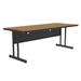 Correll CS3072-06-09-09 Rectangular Desk Height Work Station, 72"W x 30"D - Medium Oak/Black T-Mold, Brown