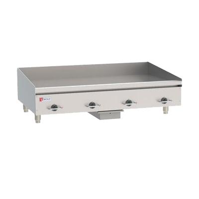 Wolf WEG48E 208/1 48" Electric Commercial Griddle w/ Thermostatic Controls - 1/2" Steel Plate, 208v/1ph, Snap Action Thermostatic Controls, 208 V, Stainless Steel