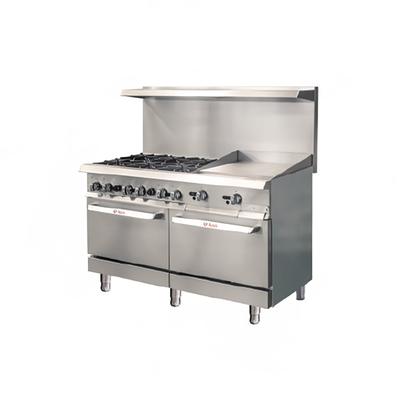 IKON IR-6B-24TG-60 59 9/10" 6 Burner Commercial Gas Range w/ Griddle & 2 Standard Ovens, Natural Gas, Stainless Steel, Gas Type: NG